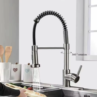 Keran Dapur Modern Satu Tuas Satu Tarikan Model Sprayer Mixer Air Panas Dingin Stainless Steel Warna Hitam Es untuk Hotel, Mal, Rumah Sakit