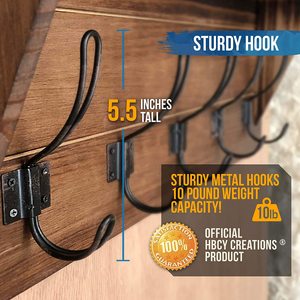 Wooden <strong>Entryway</strong> <strong>Shelf</strong> Solid Pine Wood Rustic Wall Mounted <strong>Coat</strong> Rack with 5 <strong>Hooks</strong> - Product Image 5