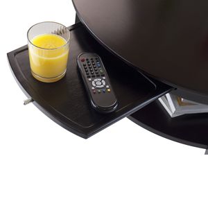 DB Amelia Mesa redonda convertible para café/té Muebles de sala de estar de latón duradero con tapa de vidrio y bandeja extraíble - Product Image 3