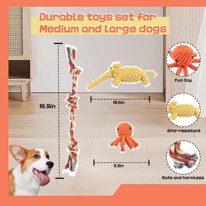 Juguete de cuerda para perros, juguetes interactivos para masticar para entrenamiento de masticadores agresivos, animales lindos de peluche, juguetes para perros - Product Image 6