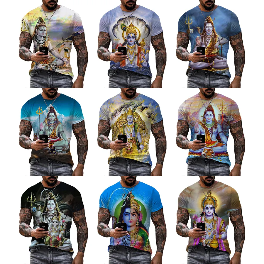 Camicia stampata 3D indù God Lord Shiva per uomo Summer Short Plus Size Over t-shirt da uomo t-shirt OEM e ODM