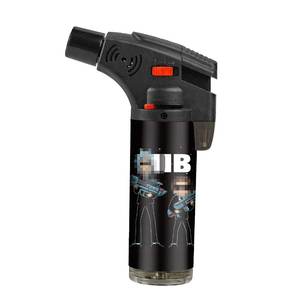 2025 nouveauté logo personnalisé coupe-vent butane gaz Jet briquets torche obliques briquets rechargeables en plastique pour cadeaux - Product Image 3