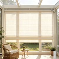 Store romain motorisé en tissu texturé rayé, sur mesure, pour balcon, véranda, fenêtre, baie vitrée, hybride moderne, vente en gros