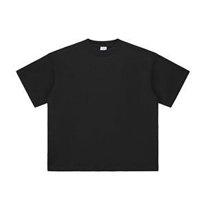 เสื้อยืดผ้าถักผ้าฝ้ายหนาสไตล์บ็อกซี่สำหรับผู้ชายหรูหราออกแบบได้เอง100% - Product Image 1