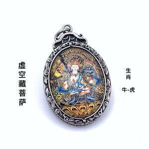Pendentif Thangka ovale en acier inoxydable avec motif Bouddha, collier pour homme 216081 - Product Image 3