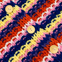 Cardigan en tricot épais à rayures arc-en-ciel pour femme, col rond, texture ajourée, boutons en bois, coupe ample et décontractée