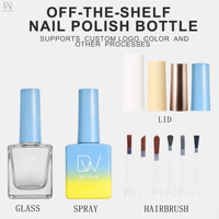 Flacon de vernis à ongles couleur dégradée 13 ml, flacon carré pour vernis gel avec bouchon, impression de logo personnalisé, conteneur de vernis à ongles en gros