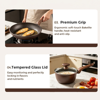 12-teiliges Premium-Granit-Antihaft-Kochgeschirr-Set aus Aluminiumlegierung mit individuellem Holzoptik-Design und verbrühungssicherem Griff, induktionsgeeignet