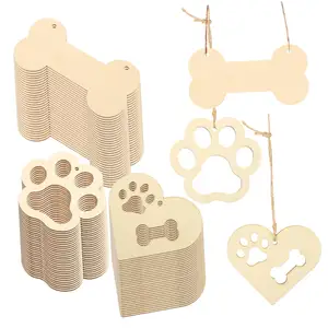 Various bear paw print dog bone shaped mixed wooden decorative crafts