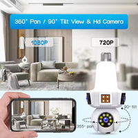 2025 bohlam kamera 3 lensa 12MP 360, Wifi nirkabel Ptz 360 Audio AI dua arah deteksi manusia Alarm dorong Mini kamera Cctv V380