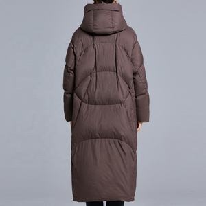 Blouson d'hiver pour <span class=keywords><strong>femme</strong></span> Boying 2025, nouveau, long, à capuche, épais, ample, coupe ajustée, uni, teint, en duvet de canard blanc - Personnalisable - Product Image 4