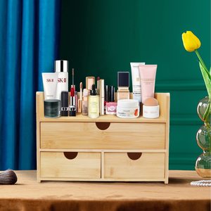Organizador de Maquillaje de Bambú con 3 Cajones, Caja de Almacenamiento de Cosméticos de Madera Duradera, Organizador de Cosméticos, Caja de Organización de Almacenamiento de Sobremesa - Product Image 5
