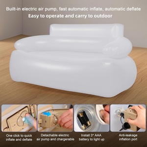 Canapé gonflable 2 places en PVC avec lumières LED et pompe électrique, chaise longue gonflable illuminée - Product Image 6