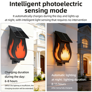 Lámpara de Pared LED Solar Moderna con Sensor de <span class=keywords><strong>Luz</strong></span>, Impermeable IP64, 10W, 3500K, Diseño de Marco para Iluminación de Jardín y Caminos - Product Image 5