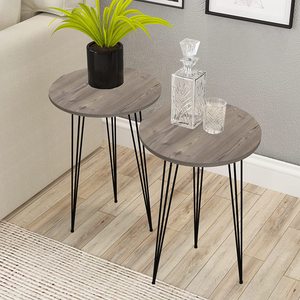 2 End <strong>Table</strong> Pine Gray Log Sofa <strong>Side</strong> Coffee <strong>Table</strong> Nightstand Balcony <strong>Lounge</strong> <strong>Table</strong> - Product Image 2