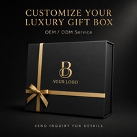 Boîte cadeau rigide personnalisée pour produits électroniques et cosmétiques de luxe, fermeture magnétique, pliable, noir et or, vente en gros, usine