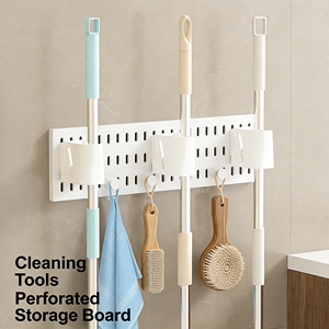 Organisateur mural en plastique sans perçage, rangement polyvalent pour salle de bain (balai et brosse à dents), décoration esthétique, solution gain de place - Product Image 4