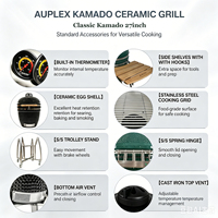 Auplex Barbacoa Esterna Big Joe Classic III, Barbacoa Kamado de Cerámica Personalizada de 27 Pulgadas, Parrilla de Carbón para Cocina al Aire Libre