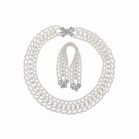 Ensemble de bijoux papillon tissé à la main, collier, bracelet, plaqué or, luxe, perles d'eau douce presque naturelles, qualité certifiée
