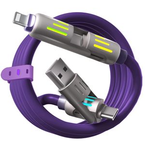Hot Sale Led Breathing Light 4-In-1 Mobile Phone Charging Cable <b>Usb</b> Suitable Soft Silicone 240W Fast Charging Cable - Product Image 1