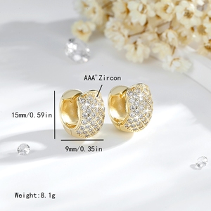 2025 New Factory Wholesale <b>Fine</b> High Quality Popular <b>Hoop</b> 14k Brass Gold Plated Zirconia Women's <b>Earrings</b> Jewelry - Product Image 4