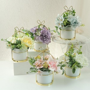 New Arrival <b>Artificial</b> <b>Hydrangea</b> Camellia Bonsai Set Electroplated Iron Frame White Ceramic Pot Nordic Style Home Decoration - Product Image 1