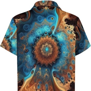 Chemise à manches courtes à col montant, motif totem arc-en-ciel psychédélique mystérieux hawaïen, tie-dye, avec poche à revers, logo personnalisé, ODM - Product Image 5