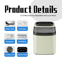 Machine à glaçons électrique intelligente de haute qualité pour table de cuisine, 220V, mini, avec contrôle tactile et réservoir d'eau de 1,2L