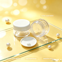 Pot cosmétique vide rechargeable à double paroi de 10g en ABS transparent avec bouchon à vis blanc pour crème visage