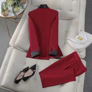 Completo da <span class=keywords><strong>Donna</strong></span> Tinta Unita Due Pezzi <span class=keywords><strong>Slim</strong></span> Fit Smoking da <span class=keywords><strong>Donna</strong></span> Giacca a Maniche Lunghe e Pantaloni Abito Formale da Ufficio - Product Image 2