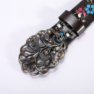Cintura Vintage Retrò in Pelle PU Nera con Fibbia a Farfalla in Lega Dorata e Dettagli in Cristallo per Donna - Product Image 2