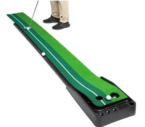 新设计自动回球室内高尔夫推杆练习垫，高尔夫推杆绿色