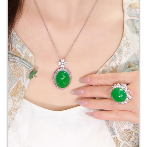 Натуральный нефритовый кулон из Мьянмы, тип А, с эффектом ледяного жемчуга, позитивный зеленый, полноцветный, кольцевой, для мужчин и женщин - Product Image 1