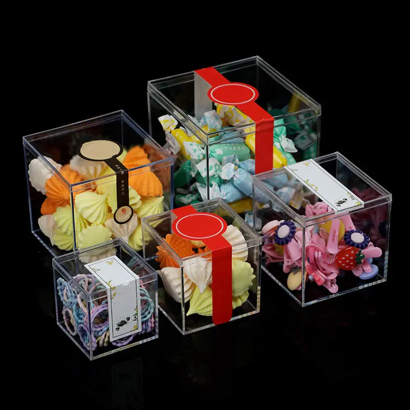 Clear Acrylic Plastic Square Cube Small Box With Lid Storage Boxes Organizer Acrylic Box For Sneakers