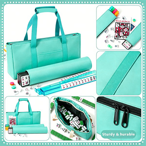 Ensemble de Mahjong Premium 166 tuiles blanches avec 1 grand sac et 2 sacs souples, sac de Mahjong américain portable bleu lac - Product Image 3