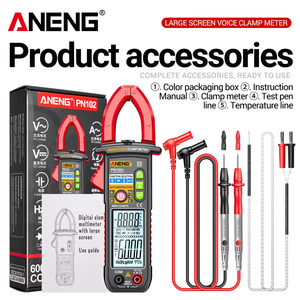 <span class=keywords><strong>Multimètre</strong></span> ANENG PN102+ <span class=keywords><strong>avec</strong></span> testeur d'énergie, pince ampèremétrique 600A haute intensité, contrôle vocal domestique, affichage automatique de la plage de mesure - Product Image 6