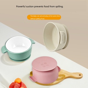 Bols en porcelaine pour bébé avec manchon en silicone antidérapant, sans BPA, lavables au lave-vaisselle, pour céréales, soupes et collations des tout-petits - Product Image 3