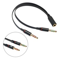 Câble séparateur audio auxiliaire Y plaqué or 3,5 mm, 1 femelle vers 2 mâles