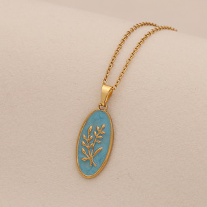 Moda yeni mevsimsel renk şeması güneş çiçek kolye kolye, buğday kulak yıldız ay paslanmaz çelik kolye toptan - Product Image 3