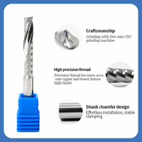 Fraise en spirale à une dent en carbure pour acrylique, aluminium, ACP, CNC – 3,175 mm, 4 mm, 6 mm – Fraise à une dent à coupe ascendante
