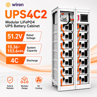 Wiren UPS4C2 Centros de Datos de Respaldo Confiables 153.6kWh BESS 60kW-600kW 4C Gabinete de Baterías Modular LiFePO4 de Alta Potencia Refrigerado por Aire