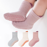 Chaussettes de sol pour enfants de printemps Chaussettes respirantes en coton pour bébé, douces et antidérapantes