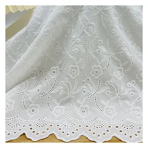 HOT SALE 100% Cotton Voile Embroidery Fabric For Dress Women Shirt Clothing skirt Suit Fabric