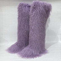 Bottes en fourrure de Mongolie de haute qualité pour femmes, enfants et filles, antidérapantes, respirantes, mi-mollet, avec semelles intérieures en caoutchouc et fourrure.