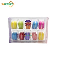 Boîtes d'emballage en plastique pour macarons, personnalisées, 10 packs, boîtes pliantes transparentes en PET pour desserts et biscuits, avec insert
