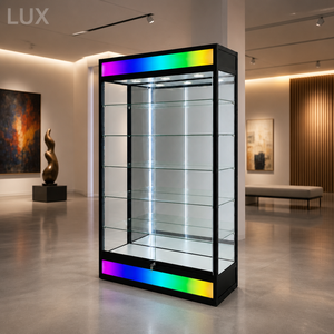 LUX Free Standing Lockable Glass Display Cabinet Colorful Flowing Lights Indoor Cosmetic Shop Glass Showcase - Product Image 2