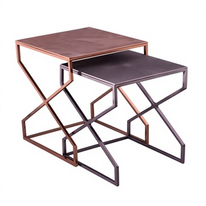 Tables basses, tables d'appoint, meubles en métal pour la décoration de la maison, du salon, du bureau et de l'hôtel, table basse carrée moderne imbriquée - Product Image 1