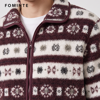 Veste Homme Polaire Imprimée Nordique Hiver Chaud Épaisse Style Sherpa Manteau Streetwear Tendance Vêtement d'extérieur à la Mode En Stock