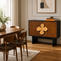Buffet en bois massif avec panneau en érable, console rétro moderne, meuble de rangement pour salle à manger, salon