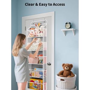 Organizador para colgar sobre la puerta con 5 compartimentos y ventanas transparentes para guardar juguetes de bebé y artículos esenciales para niños - Product Image 3